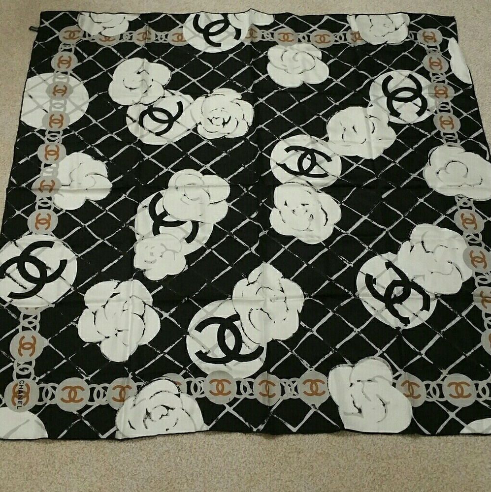 Chanel camellia flower scarf